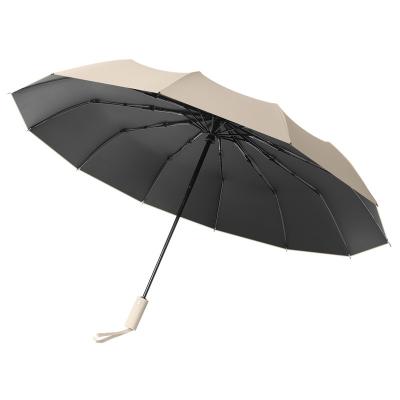 China Modern Automatic 3-Folding Foldable Rain Umbrella With Logo for sale