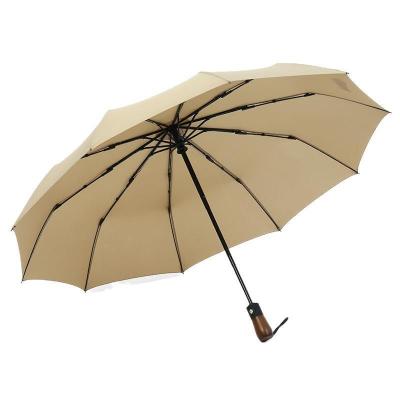 China Automatic Switch Modern Wooden On-Off Sunscreen Umbrellas Handle Outdoor Event Umbrella for sale