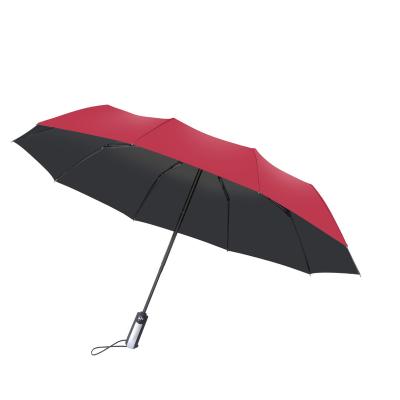 China Modern Factory Hot Sales Metal With Fiberglass Frame Three Folds Umbrella Automatic Open for sale