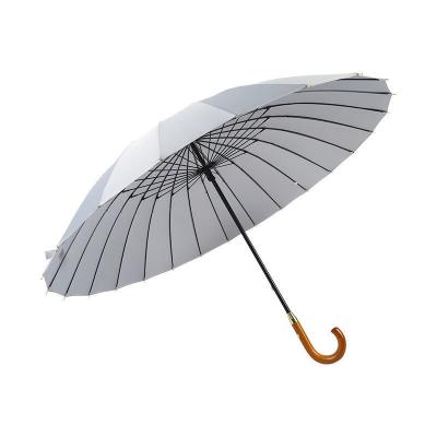 China CLASSIC Fashion 24K Large Automatic Umbrella Classic Wooden Handle For Business Negotiation / Hotel / Cafe Outdoor Color Customize for sale