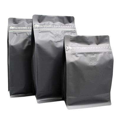 China Custom Logo Aluminum Foil Flat Bottom Moisture Proof Zipper Coffee Packaging Plastic Mylar Bag With One Way Valve for sale