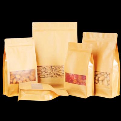 China Biodegradable Customized Kraft Paper Pouch Flat Bottom Food Coffee Tea Snacks Packaging Bag for sale