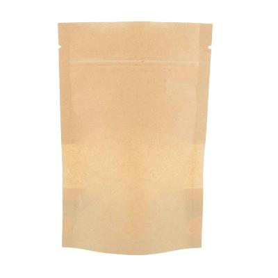 China Biodegradable Custom Kraft Paper Bag With Visor Resealable Ziplock Dry Food Holder Up Packaging Pouch for sale