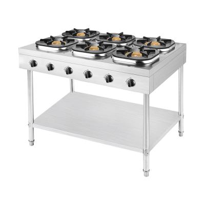 China Wholesale Hotel Restaurant Equipment Stainless Steel Six Burners Gas Cooker Gas Cookers For Commercial Kitchen for sale