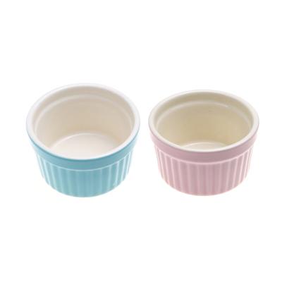 China Kitchen round cake viable french home ramekin personalized cheap ceramic bakeware bowl china ramekin for sale