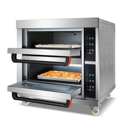 China 2 Deck 4 Tray Oven Digital Panel Bakery Machine Economic Electric Equipment Baking Commercial Baking Oven Bread Cake Deck Oven for sale