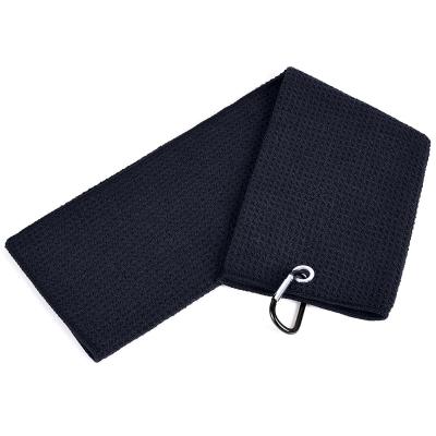 China China Microfiber Quick Dry Waffle Weave Quick Dry Golf With Metal Clip Hook With Logo Custom Sports Golf Towel for sale