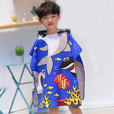 China Child Safe Microfiber Kids Hooded Beach Bath Towel Star Printed Children's Hooded Poncho Towel for sale