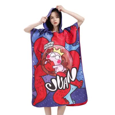 China Compressed Quick Dry Hooded Custom Printed Sports Logo Beach Towel Promotional Poncho Towel for sale