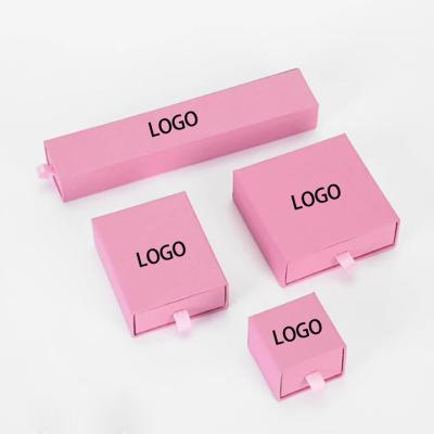 China Luxury Custom Logo Printed Storage Pink Drawer Packaging 2021 Jewelery Ring Jewelry Box Gift Packaging Paper Box for sale