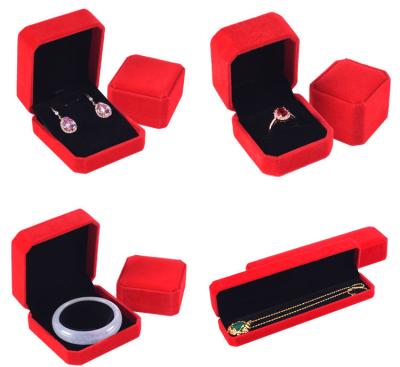 China Luxury High Quality Jewelery Velvet Packaging Jewelry Boxes Soft Packaging Ribbon Jewelry Velvet Storage Box for sale