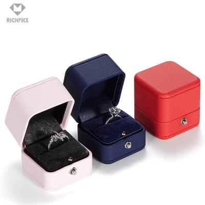 China Jewelery Packaging Luxury Leather Jewelry Ring Earrings Box With Logo Small Richpack Packaging PU for sale