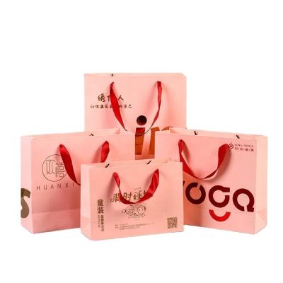 China Richpack Manufacturer Fashion Art Paper Pink Gift Craft Recyclable Paper Bag For Supermarket With Handle for sale