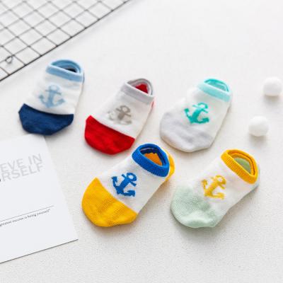 China Antibacterial Warm Soft Cotton Boat Anchor Pattern Funny Fashion Kids Fancy Socks Summer Kids Thin Socks for sale