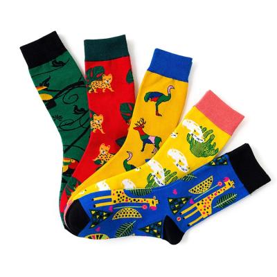 China Factory Wholesale Fashion Cartoon Print Cotton Antibacterial Socks Colorful Crew Socks for sale