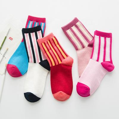 China Simple Design Multicolor Antibacterial Cute Kawaii Vertical Stripe Socks Breathable Women Ankle for sale