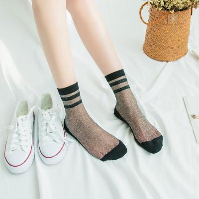 China Fashion Antibacterial High Quality Glitter Lace Fun Casual Crew Socks For Women for sale