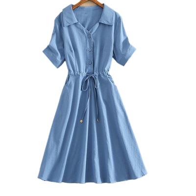 China 2022 New Arrival Simple And Fashionable Short One Piece Dress Ladies Lapel Sleeve High Waist Women Slim Shirt Dresses Custom Made Anti-Static for sale