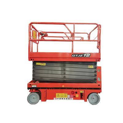 China Hotels 12m Battery Powered Self Propelled Scissor Lift 320kg Electric Man Lift Platform For Painting for sale