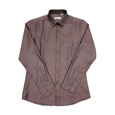 China Anti-pilling High Quality New Style Dark purple Solid Color Long Sleeve Vintage Shirts For Men for sale