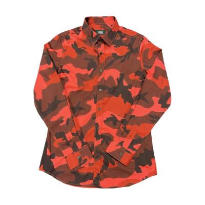 China Anti-pilling Wholesale Men's Long Sleeve Shirt Formal Casual Long Shirts Red camouflage Shirts For Men for sale