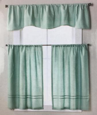 China Sheer Blackout Kitchen Curtain Design 1 Piece Woven 3 Check Valance 2 Tier Panels for sale