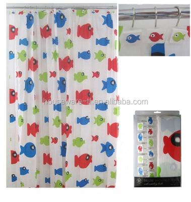 China Sustainable Fashion Luxury Colorful Fish Design Ocean PEVA Shower Curtains for sale