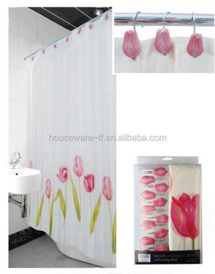 China Sustainable new bath fabric shower curtain; hot sale shower curtain with hooks set of 13 for sale