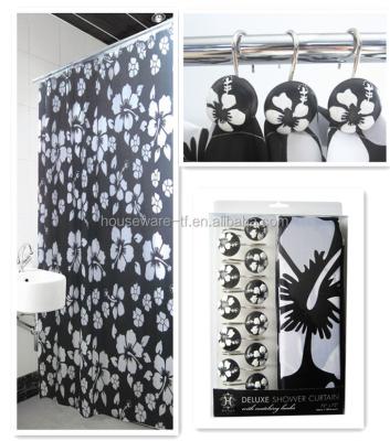 China Hot Selling Sustainable Fashion And Stylish New Design Bath Swag Double Fabric Shower Curtain With Hooks for sale