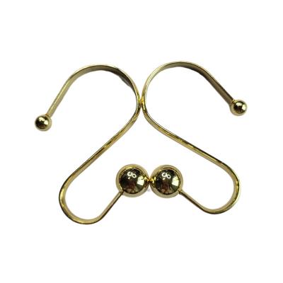 China Hot Selling Oriental Gold Metal Color Rings Gold Shower Curtain Hooks Metal Style Hooks Set of 12 for sale