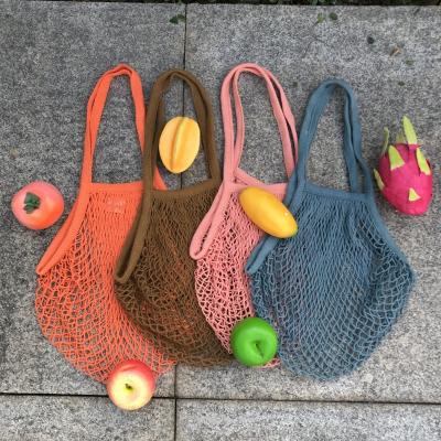 China Reusable Fruit Cotton Handled Mesh Produce Bag Wholesale With Organic Private Label for sale