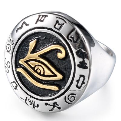 China Punk Round Eye Of Horus Ring HZ088 CLASSIC Stainless Steel Mens Eye Of Horus Rings for sale