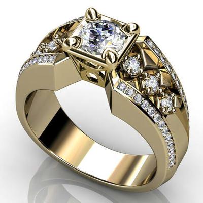 China Hiphop Fashion Fresh New 18K White Gold Filled AAAAA Zircon Ring Men's Ring Party Wedding Jewelry Accessories Ring for sale