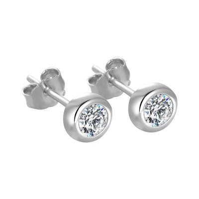 China CLASSIC Platinum-Plated Round Diamond Zircon 10 Point Stud Earrings Unisex S925 Everyda Simple Sterling Silver Moissanite Earrings for sale