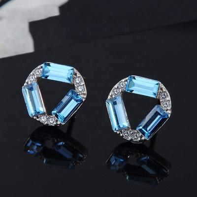 China 925 Silver Moissanite CZ Diamond Fashion Austrian Crystal CZ Diamond Stud Earrings For Korean Girlfriends YJ-C-B453 for sale