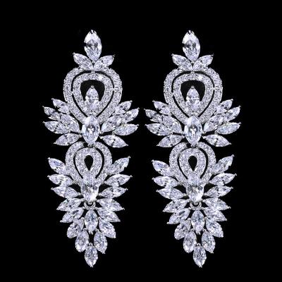 China Luxurious Austrian Zircon Bridal Wedding Party Bridal Prom Wedding Dress Luxury Earring for sale