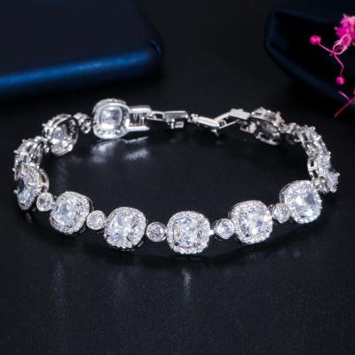 China CLASSIC Delicate Yellow White Color Girl's Adjustable Bracelet Charm Stacked Cubic Zircon Bracelet For Wedding HSS0174 for sale