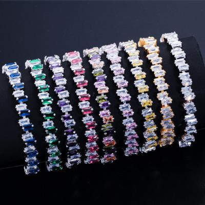 China CLASSIC Hot Sale Rainbow Stones Fashion Jewelry Gold Plated Colorful Cubic Zirconia Women Tennis Bracelets for sale