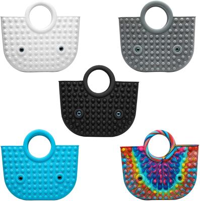 China 2021Tiktok Hot Sales Waterproof Push Bubble Tote Bag Pop It Fidget Bag Silicone Stress Reliever Pinch Handbag for sale