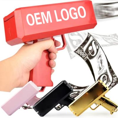 China OEM tirar LOGO Custom Party Props dinero fun party game pistols De spray gold silver super gun for party and gift for sale