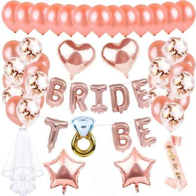 China Decoration Gift Balloons Rose Gold Bride To Be Bridal Veil Wedding Rose Gold Balloon Wedding Bachelor Party Package for sale