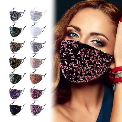 China Fashionable Wholesale Cotton Bling Sequin Fashion Masquerade Party Reusable Adjustable Glitter Masks Partymaske For Women for sale