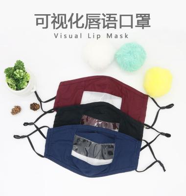 China Skin Friendly Reusable Washable Fashion Transparent Lip Tongue Maskes Perspective With Clear Window For Deaf Dumb People for sale