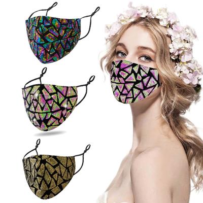 China Masquerade Fashionable Glittering Reusable Nightclub Reusable Halloween Fashion Sequin Partymaske Outdoor Party Masks for sale