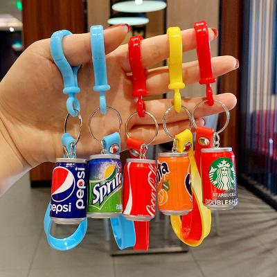 China Coke key chain Cartoon Keychain Cute Simulation Food Model Car Fashional Souvenir Gifts Couples Bag Metal Pendant Creative Mini Bottle Soda for sale