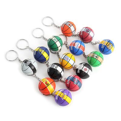 China Souvenir Gifts Basketball Key Chain Nba Leather Basketball Key Chain Balls With All Teams Logo Keyring Rubber Key Chain In Memory Of Kobe For Fans for sale