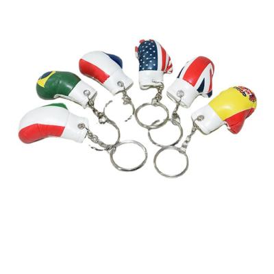 China PU Flag Boxing Sports Auto Accessories Hanging Rubber Key Chain Mini Simulation Cute Fashion Gift Souvenir Gifts 6cm for sale