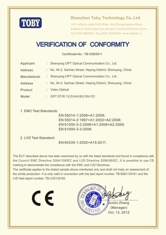 CE - Liao Ning OPT Optical Communication Co., Ltd.