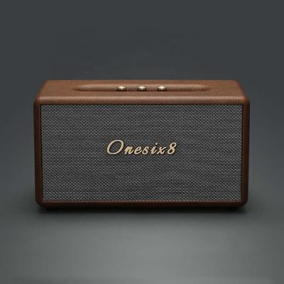 China No Soundcore 2021 sell well 50W wooden box leather retro wireless music bluetooths speaker for sale