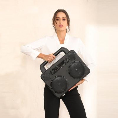 China None Leather Retro Carry Handle Speaker Portable Blutooth Speaker With FM Radio for sale